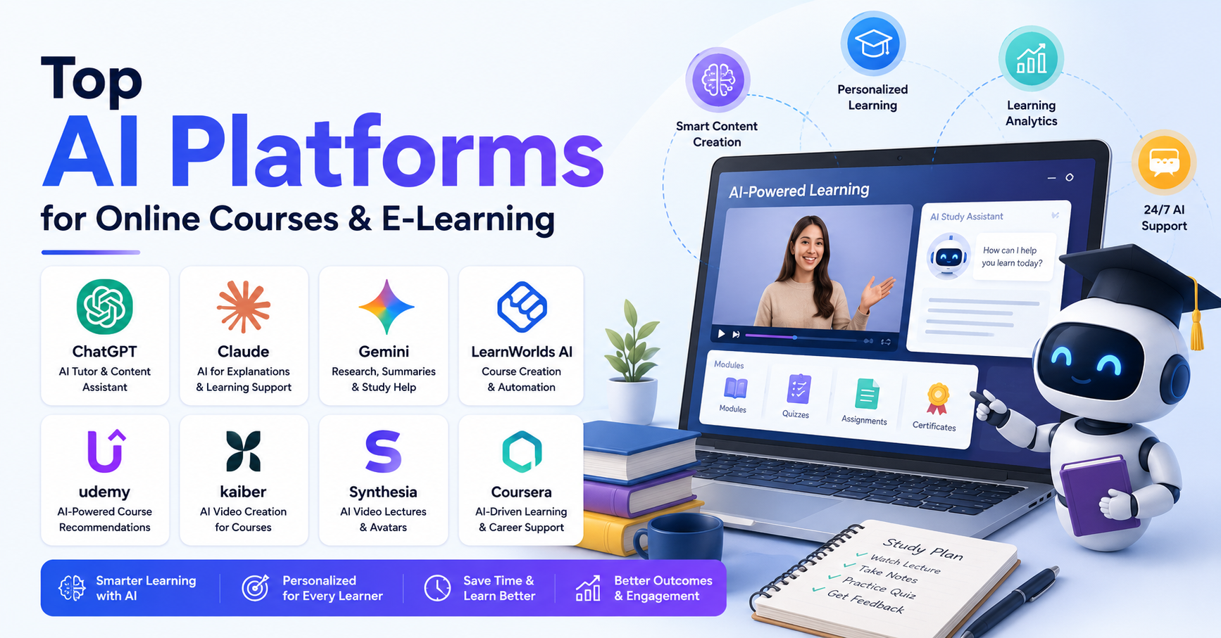 Top AI Platforms for Online Courses & E-Learning